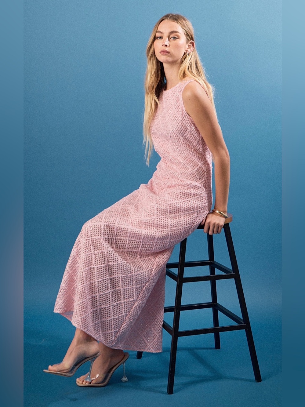 Endless Rose TEXTURED SLEEVELESS MIDI DRESS Size Small
